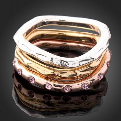 WAVY SWAROVSKI CRYSTAL 3 RINGS SET-sz9
